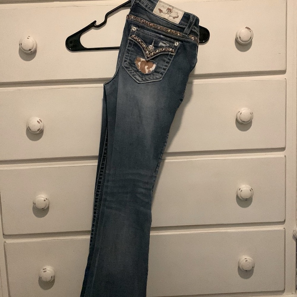 Cow hide miss me jeans. Basically brand new!!